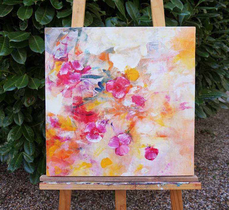 Original Abstract Expressionism Floral Painting by Marianne Quinzin