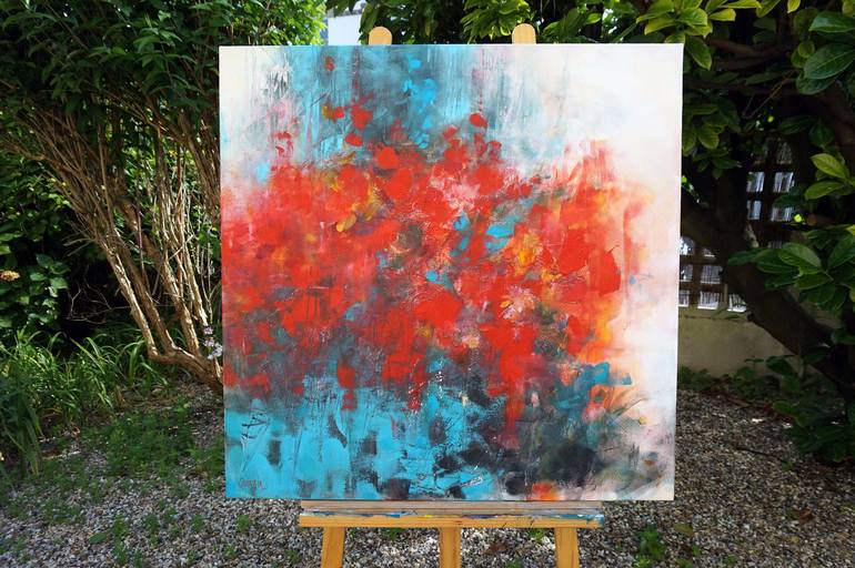 Original Abstract Expressionism Floral Painting by Marianne Quinzin