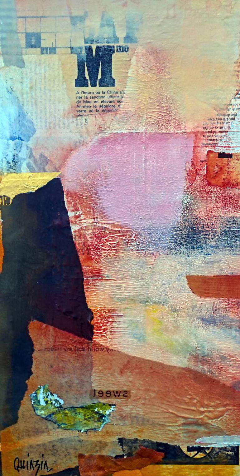 Original Contemporary Abstract Collage by Marianne Quinzin