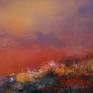 Sun rise - Country landscape imagined in the orange colors of dawn.
Realization on canvas with acrylic paint in superimposed layers of colored washes for the light, enhancements with oil pastels. Keys of material worked with a knife to structure the composition. The painting is covered with a matte varnish anti uv, delivered ready to hang.