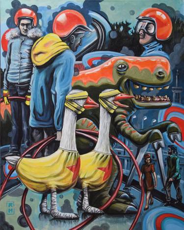 Original Surrealism People Paintings by GO RILLA