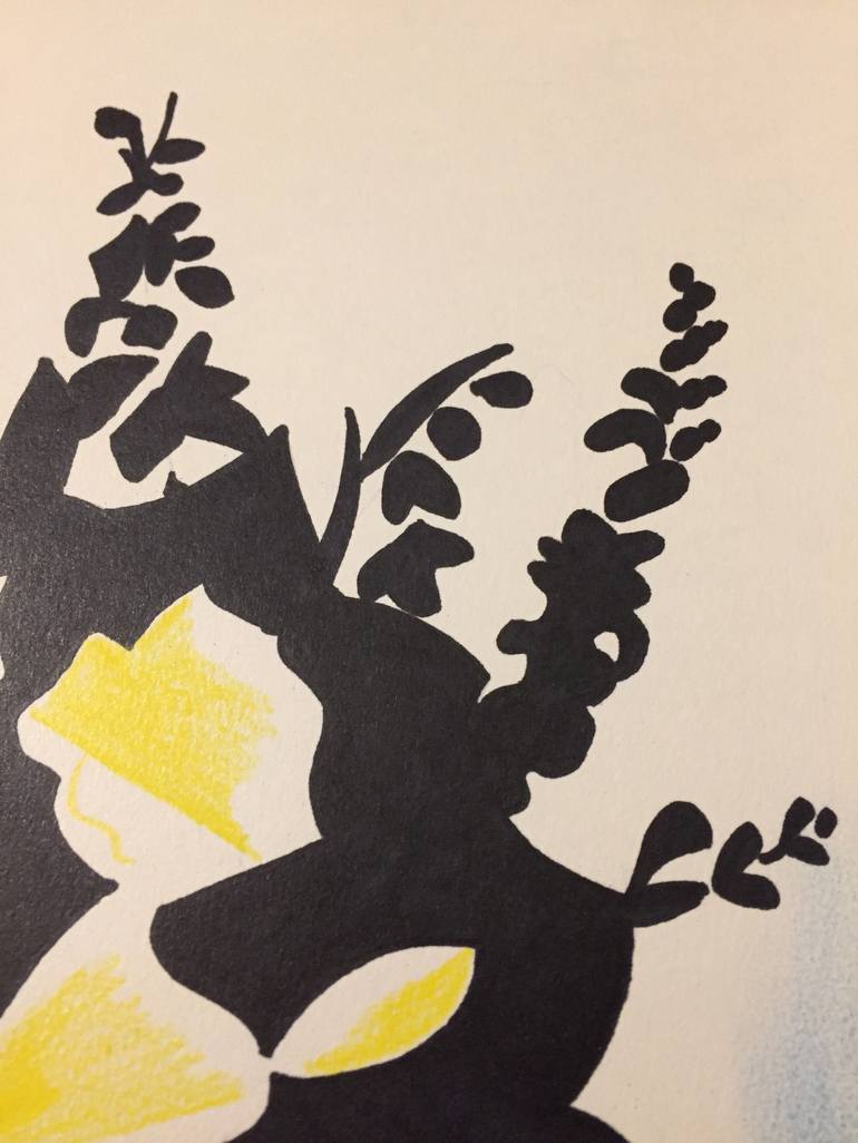 Original Abstract Expressionism Floral Drawing by Nathan Ward