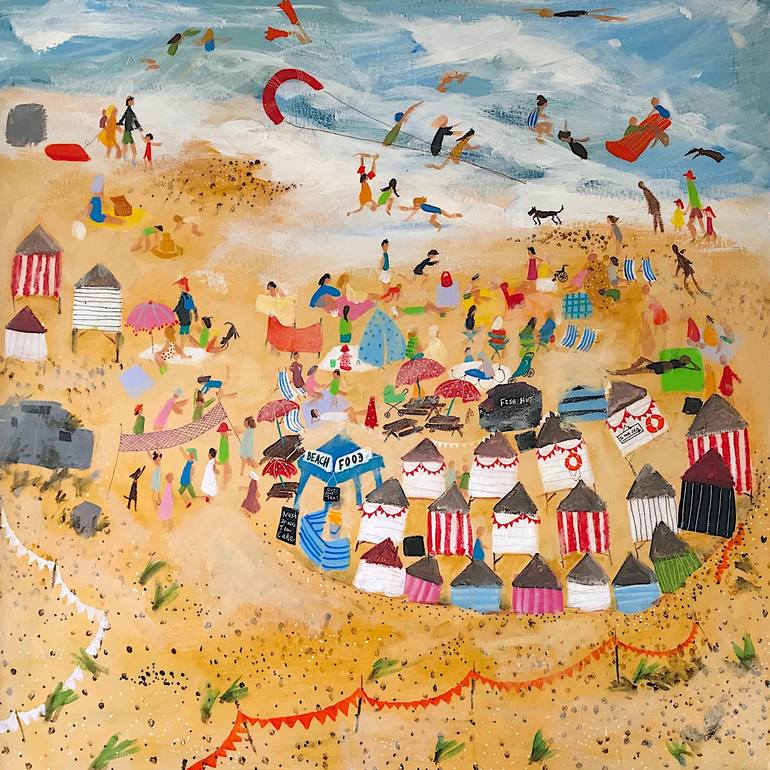Original Figurative Beach Painting by Samantha Barnes