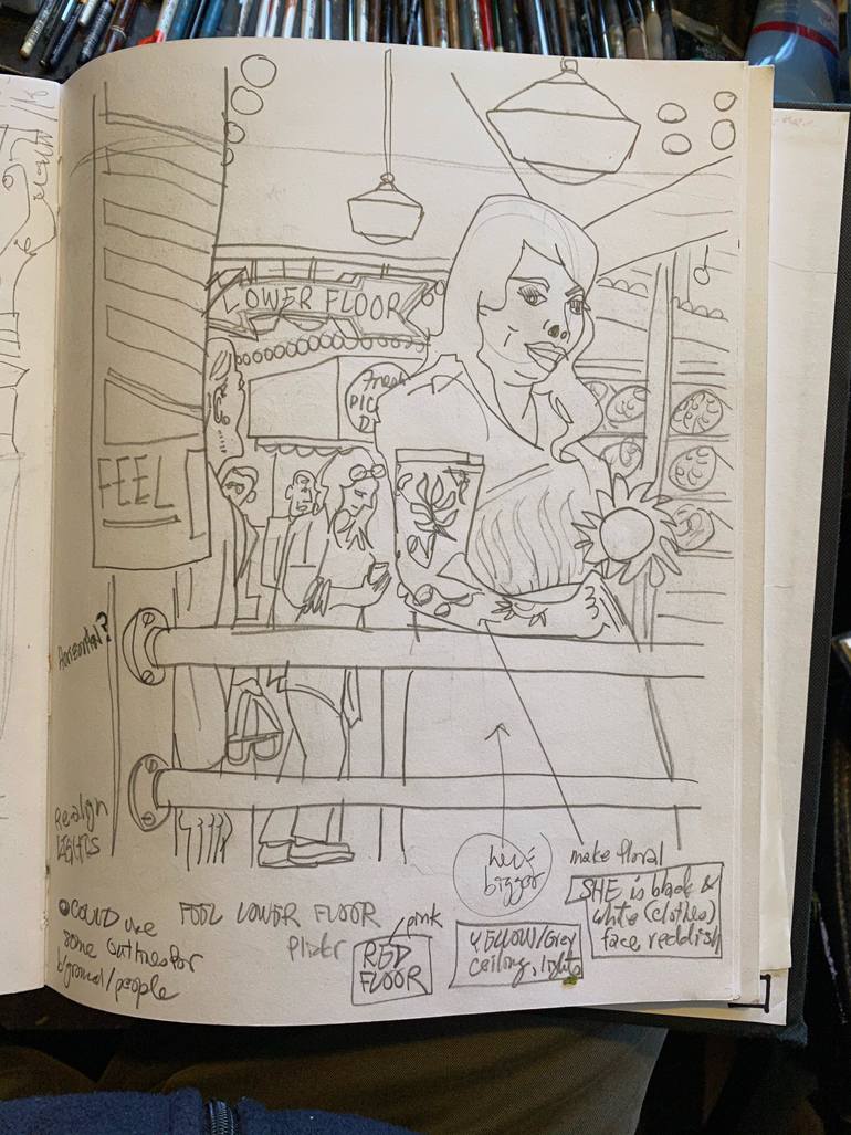 Original Folk People Painting by Steve Spencer