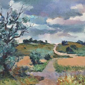 Pidhirtcy. Windy day in the village