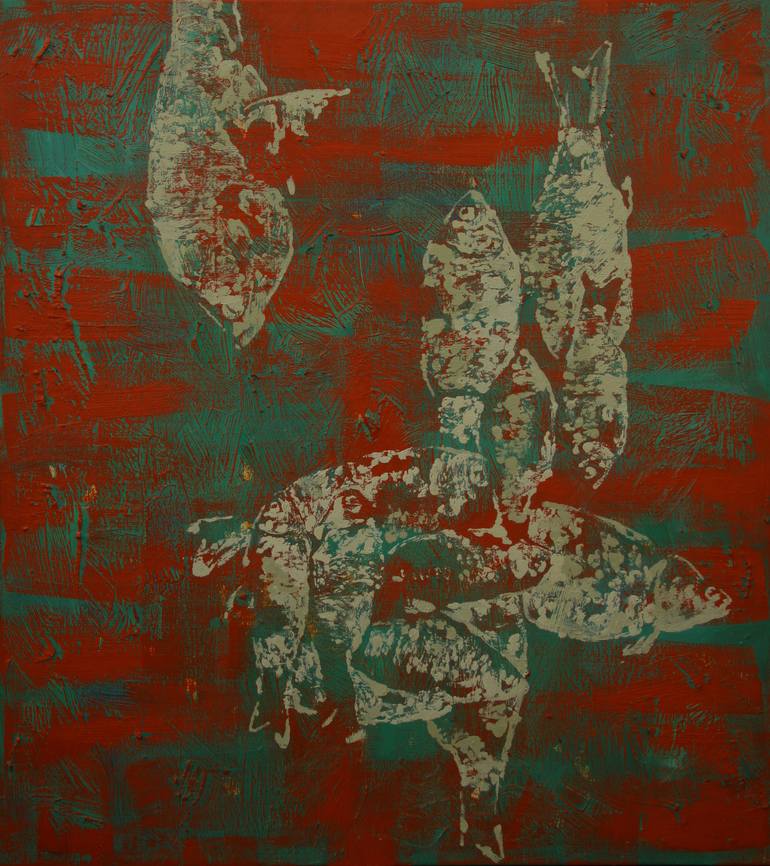 Original Abstract Fish Painting by Roman Bogdan