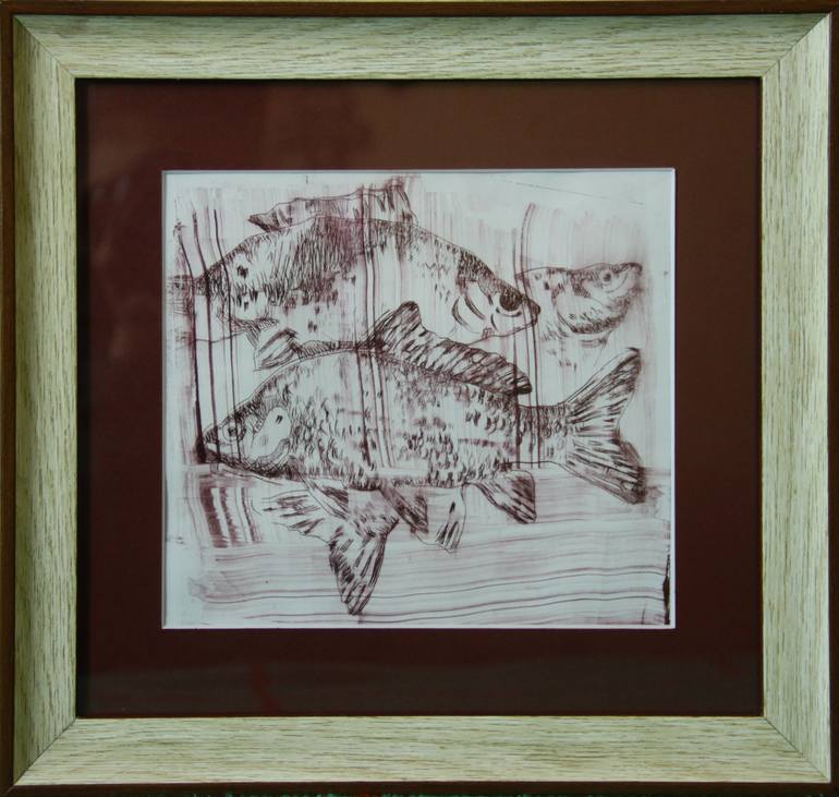 Original Abstract Garden Drawing by Roman Bogdan