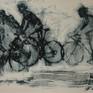 technique of performance-etching, dry needle, impression on paper, inspired by cycling, which contributed to the realization of the idea on paper!