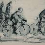 technique of performance-etching, dry needle, impression on paper, inspired by cycling, which contributed to the realization of the idea on paper!