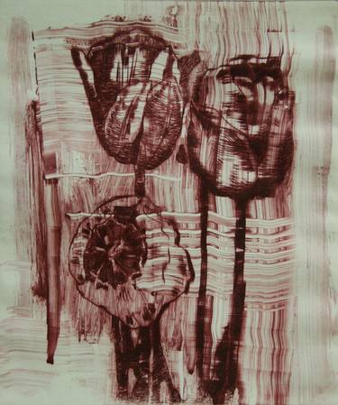 Original Abstract Floral Printmaking by Roman Bogdan