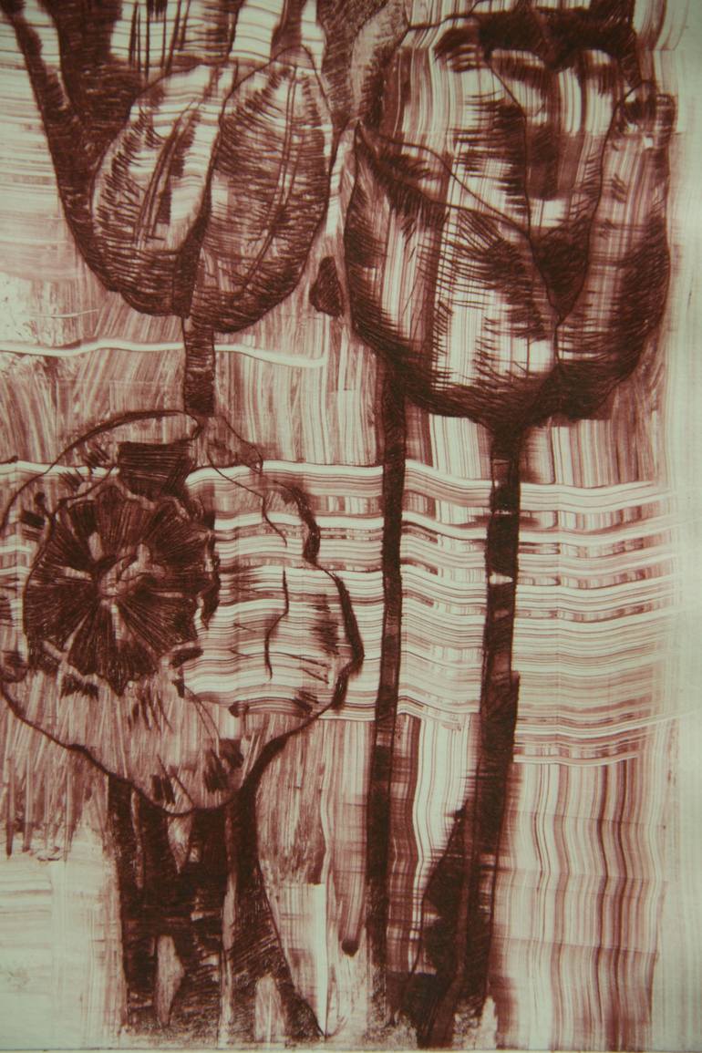 Original Abstract Floral Printmaking by Roman Bogdan