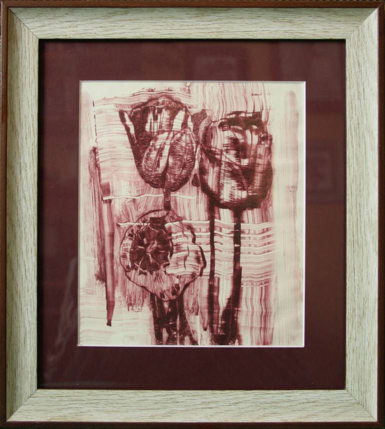 Original Abstract Floral Printmaking by Roman Bogdan