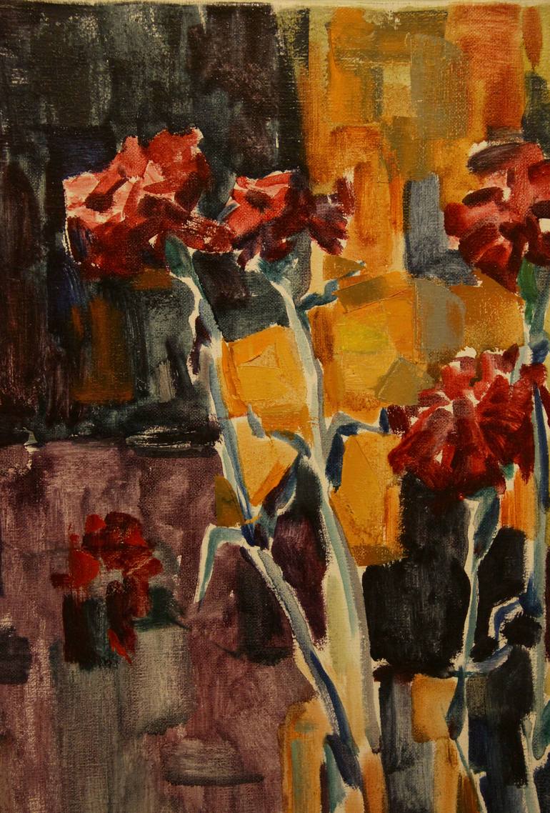 Original Abstract Floral Painting by Roman Bogdan