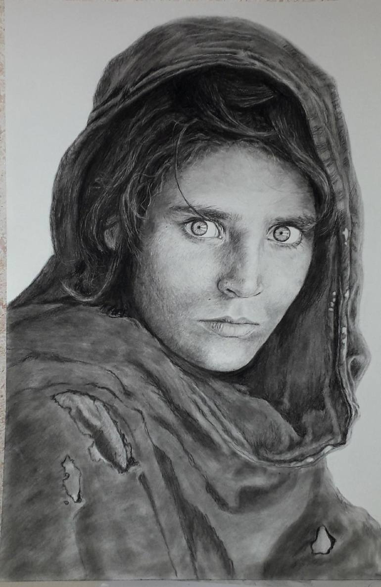 Afghan Girl Drawing by Natalia Sattarova | Saatchi Art