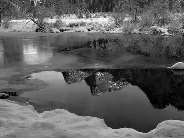 REFLECTIONS ON A FROZEN RIVER (B&W) thumb