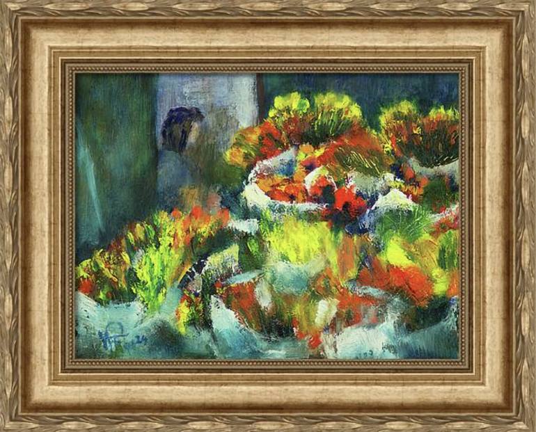 Original Impressionism Floral Painting by WALTER FAHMY