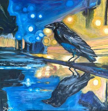 Night Street Crow in Gutter thumb