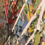 Acrylic layers on canvas. Square checker layer creating squares of various size, made with arcylics and molding paste to add depth.