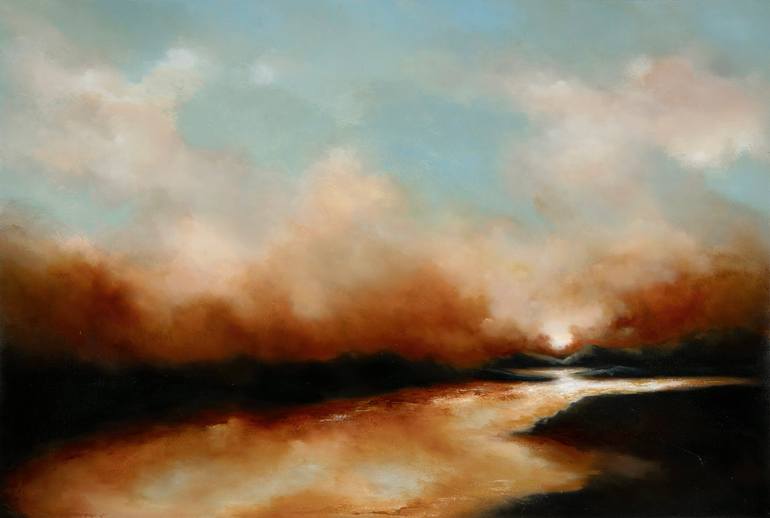 Original Landscape Painting by Rolf Marriott | Abstract Expressionism Art on Paper | Isle Of Skye Sunset 8, Scotland