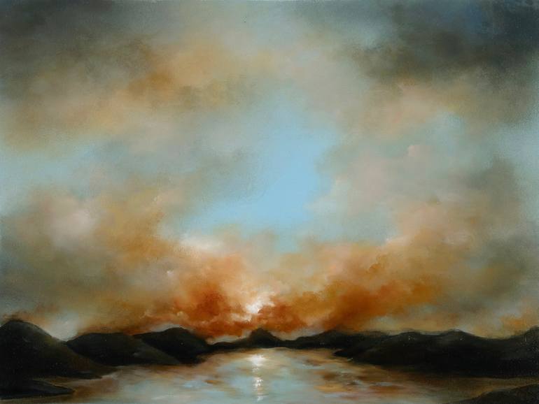 Original Landscape Painting by Rolf Marriott | Abstract Expressionism Art on Paper | Isle Of Skye New Sunset