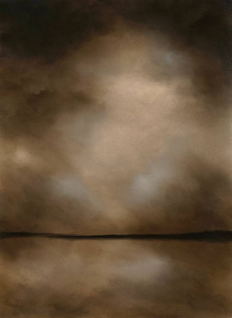 Original Landscape Painting by Rolf Marriott | Abstract Expressionism Art on Paper | Calm Isle Of Skye View