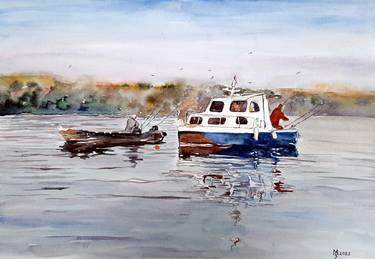 Print of Impressionism Boat Paintings by Zoran Mihajlovic