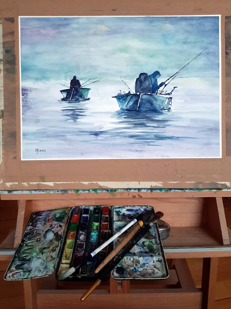 Original Boat Painting by Zoran Mihajlovic