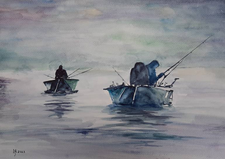 Original Boat Painting by Zoran Mihajlovic