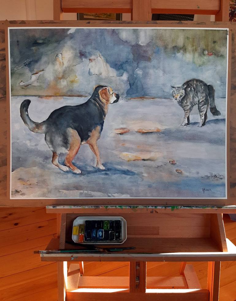 Original Impressionism Animal Painting by Zoran Mihajlovic