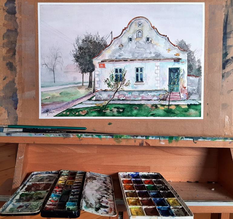 Original Impressionism Architecture Painting by Zoran Mihajlovic