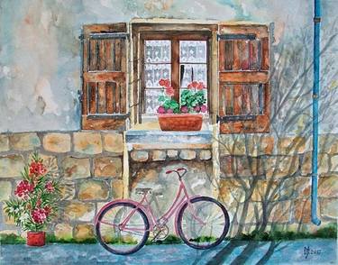 Original Figurative Bicycle Paintings by Zoran Mihajlovic