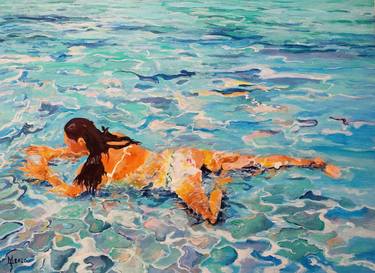 Print of Impressionism Beach Paintings by Zoran Mihajlovic