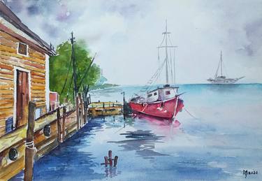 Original Impressionism Boat Paintings by Zoran Mihajlovic