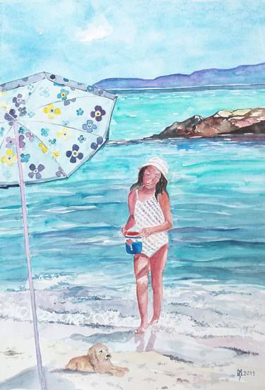 Print of Impressionism Beach Paintings by Zoran Mihajlovic