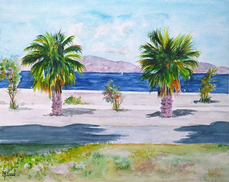 TWO PALMS Painting by Zoran Mihajlovic