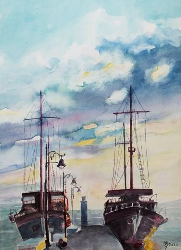 Print of Impressionism Boat Paintings by Zoran Mihajlovic