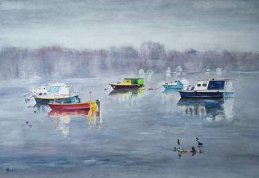 Original Impressionism Boat Paintings by Zoran Mihajlovic