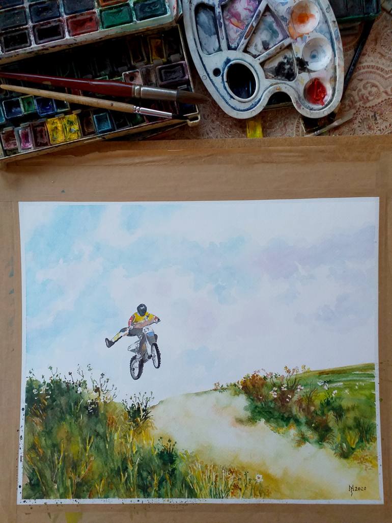 Original Bike Painting by Zoran Mihajlovic