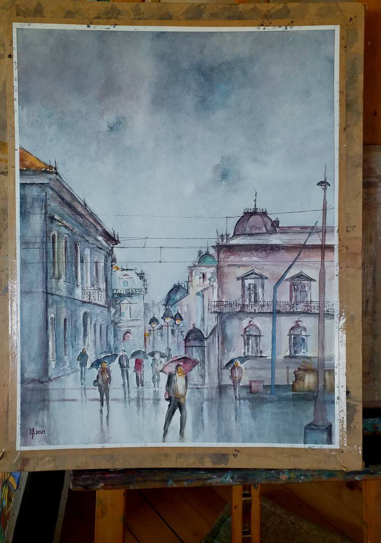 Original Architecture Painting by Zoran Mihajlovic