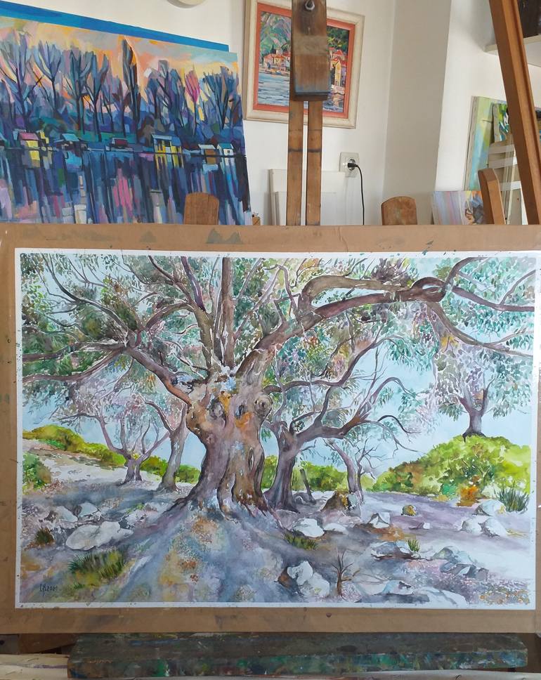 Original Impressionism Tree Painting by Zoran Mihajlovic