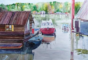 Original Fine Art Boat Paintings by Zoran Mihajlovic