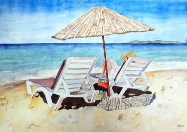 Print of Impressionism Beach Paintings by Zoran Mihajlovic