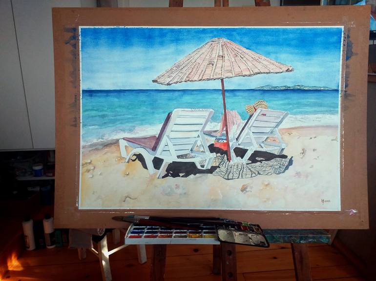 Original Beach Painting by Zoran Mihajlovic