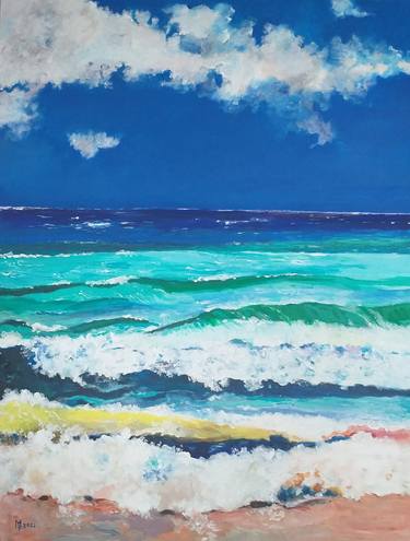 Print of Impressionism Beach Paintings by Zoran Mihajlovic