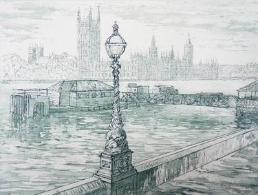 Original Realist Cities Printmaking by Kevin Wright