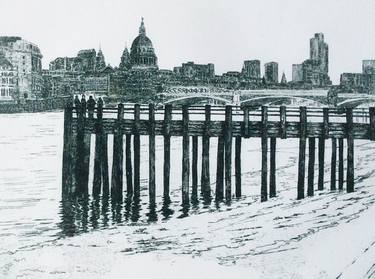 St. Paul's from Gabriel's Wharf.  Etching - Limited Edition 68 of 300 thumb