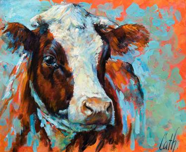 Original Expressionism Cows Paintings by Cath Driessen