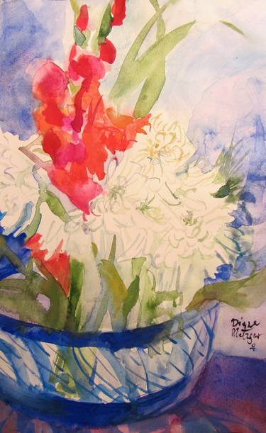 Original Fine Art Floral Paintings by Diane Metzger
