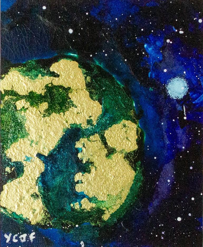 Original Outer Space Painting by Yasmin French | Abstract Art on Paper | To the Moon and Back