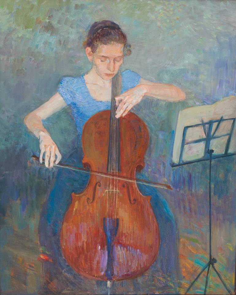 Woman Playing The Cello Painting Helen Berk Artwork 50 OFF